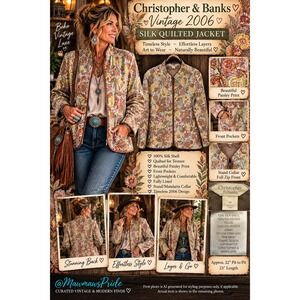 Vintage 2006 Christopher & Banks Silk Quilted Jacket M Paisley Art to Wear